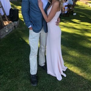 Blush V-neck Trumpet Bridesmaid Dress